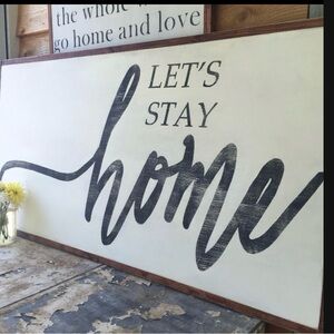 LARGE Handmade ‘Let’s Stay Home’ Wood Wall Decor